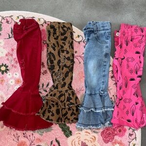 Boutique Kids Flared Bottoms - Red, Leopard, Blue, Pink